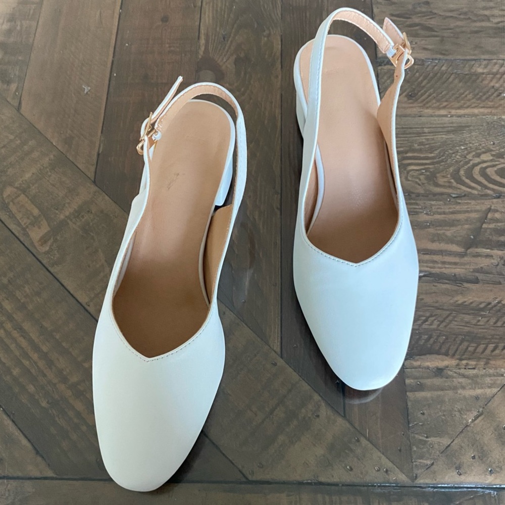 Elegant White Slingback Women's Shoes